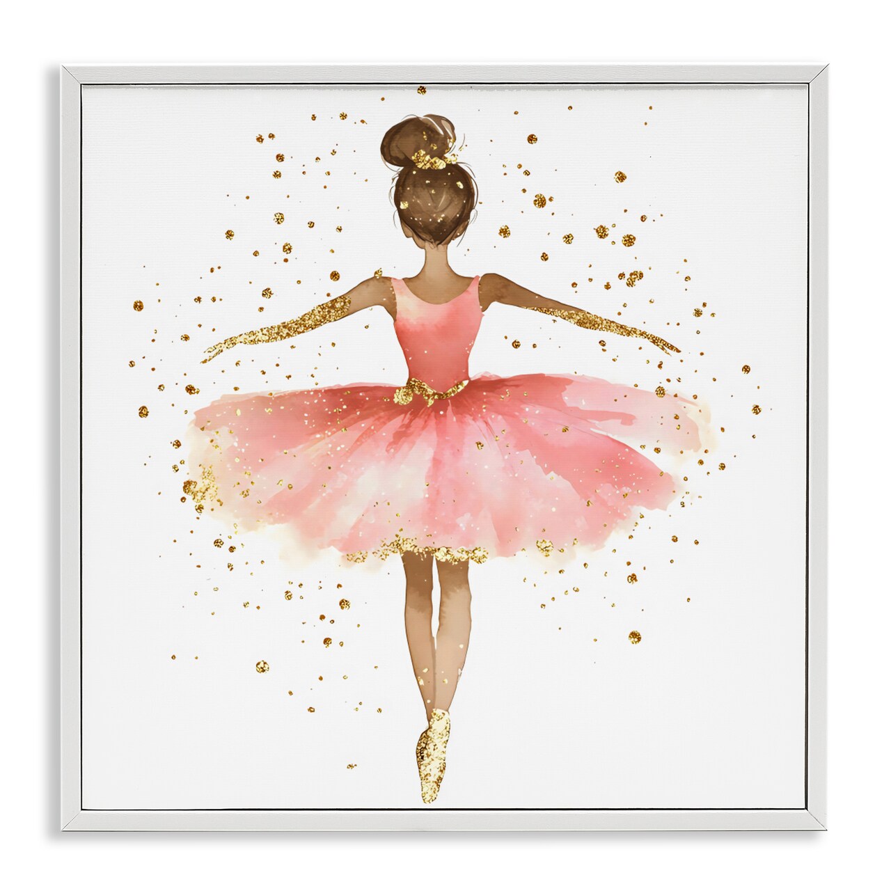 Stupell Industries Ballerina with Gold Glitter Framed Giclee, design by Creative Studio